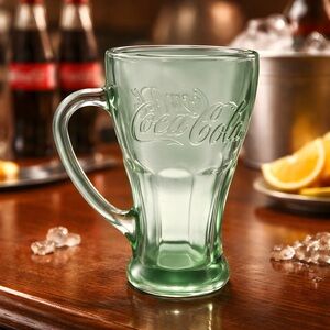 Set of 2 Vintage Coca Cola Soda Malt Glass Mugs with Handle